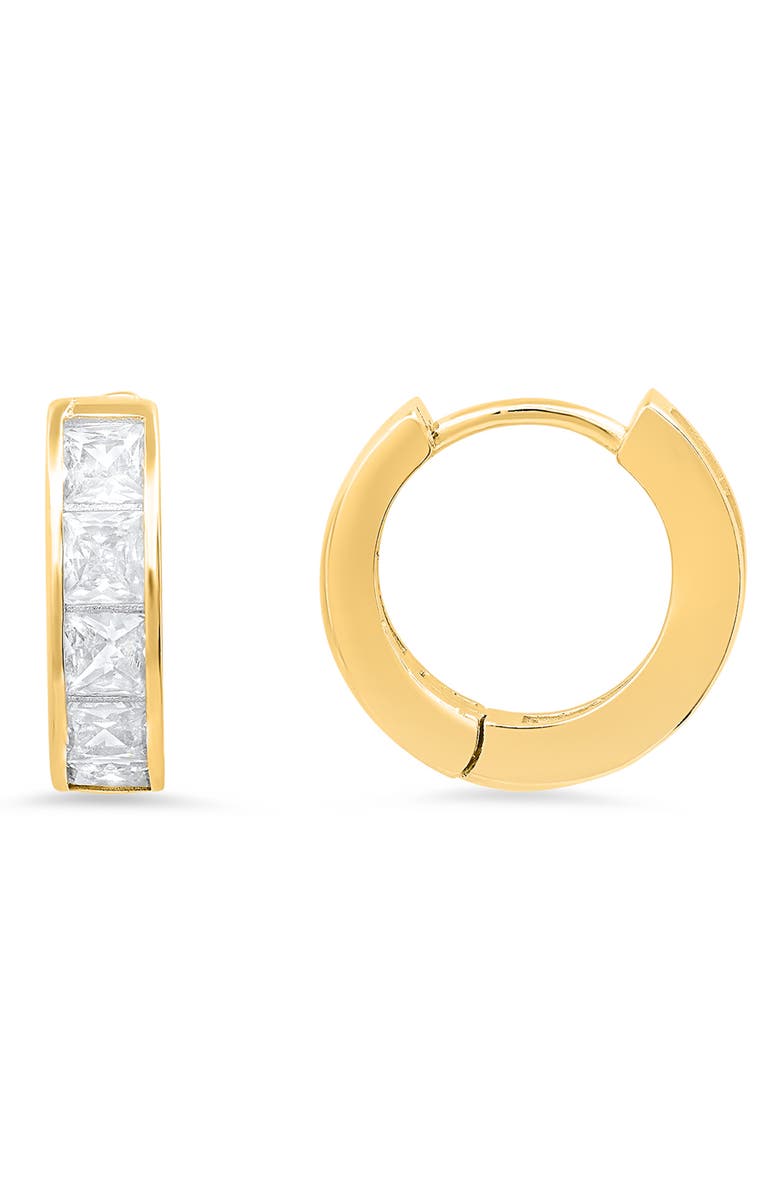 Queen Jewels Sterling Silver Petite CZ Huggie Hoop Earrings, Main, color, Gold