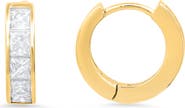 Queen Jewels Sterling Silver Petite CZ Huggie Hoop Earrings