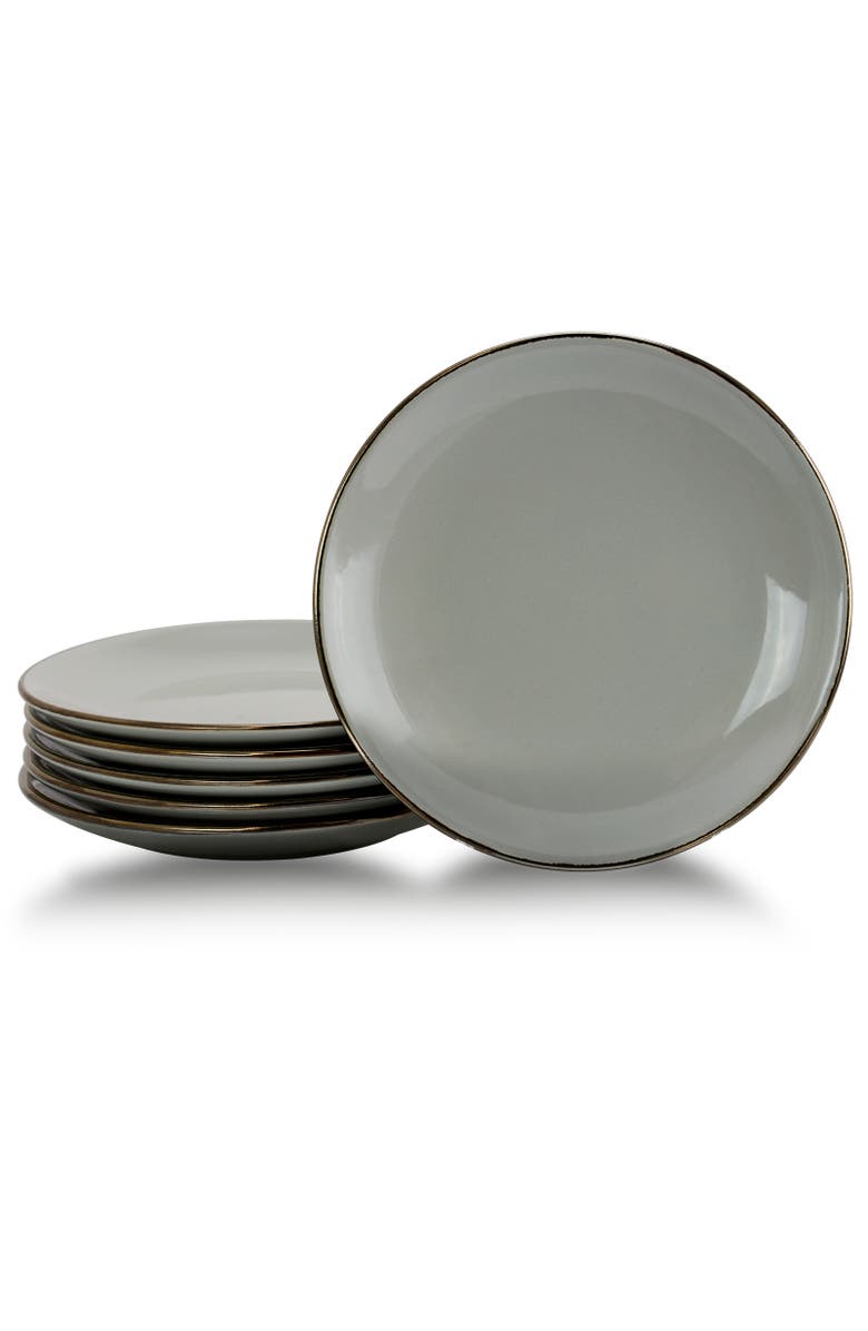Elama Tahitian Sand 6-Piece Salad Plate Set, Main, color, Gray