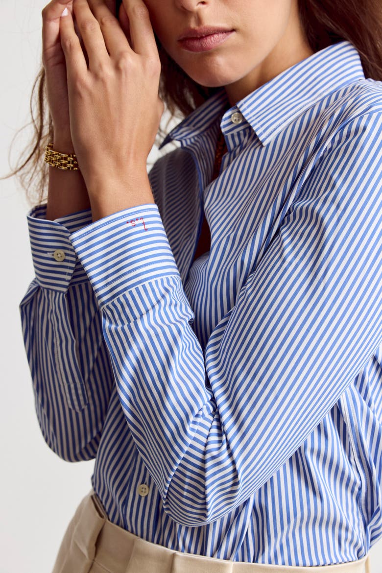 The Boyfriend Shirt, Alternate, color, Blue/White Stripe