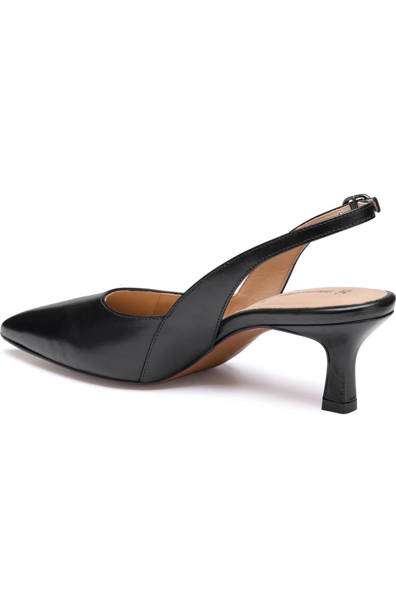 Johnston & Murphy Lindsey Slingback Pointed Toe Kitten Heel Pump, Alternate, color, Black Glove Leather
