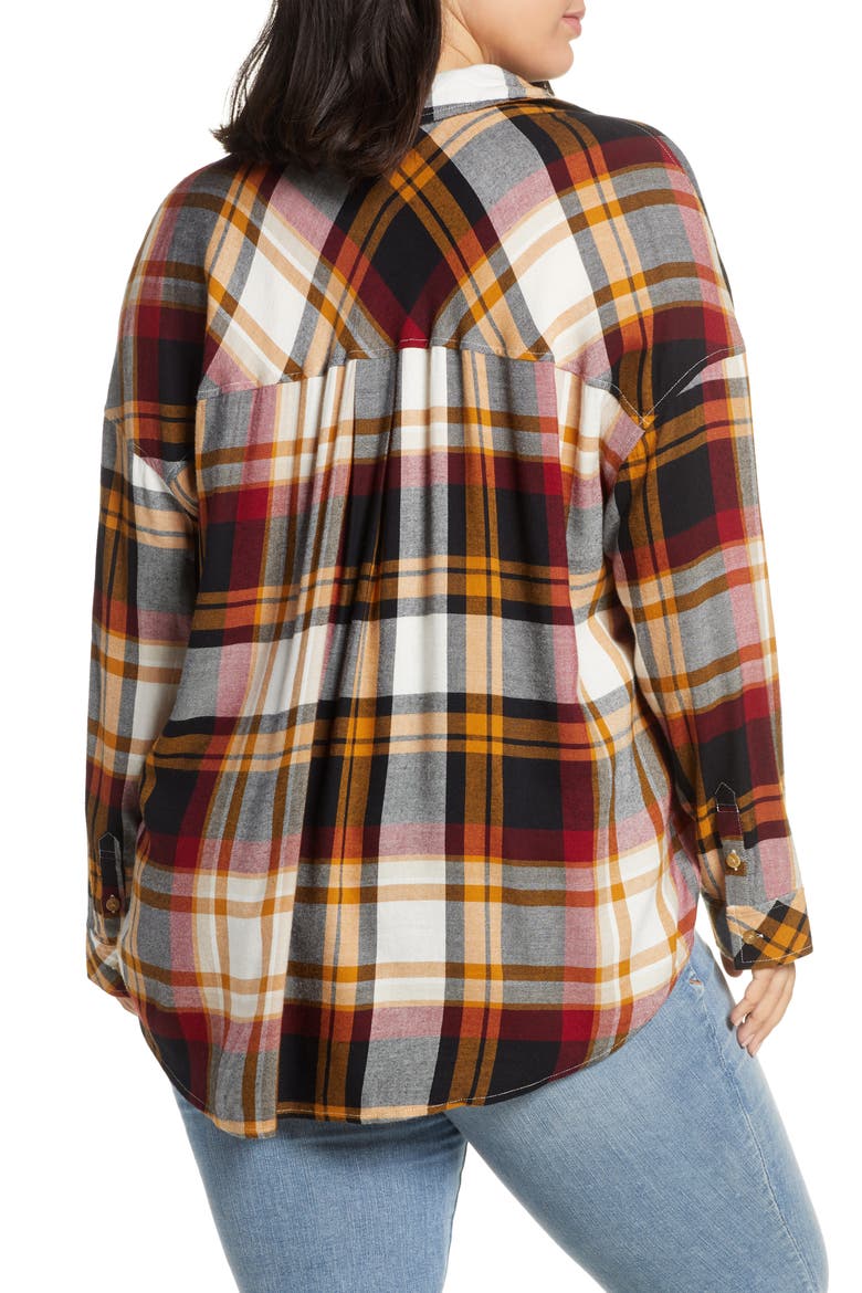 Plaid Boyfriend Shirt, Alternate, color, BLACK SOPHIE PLAID