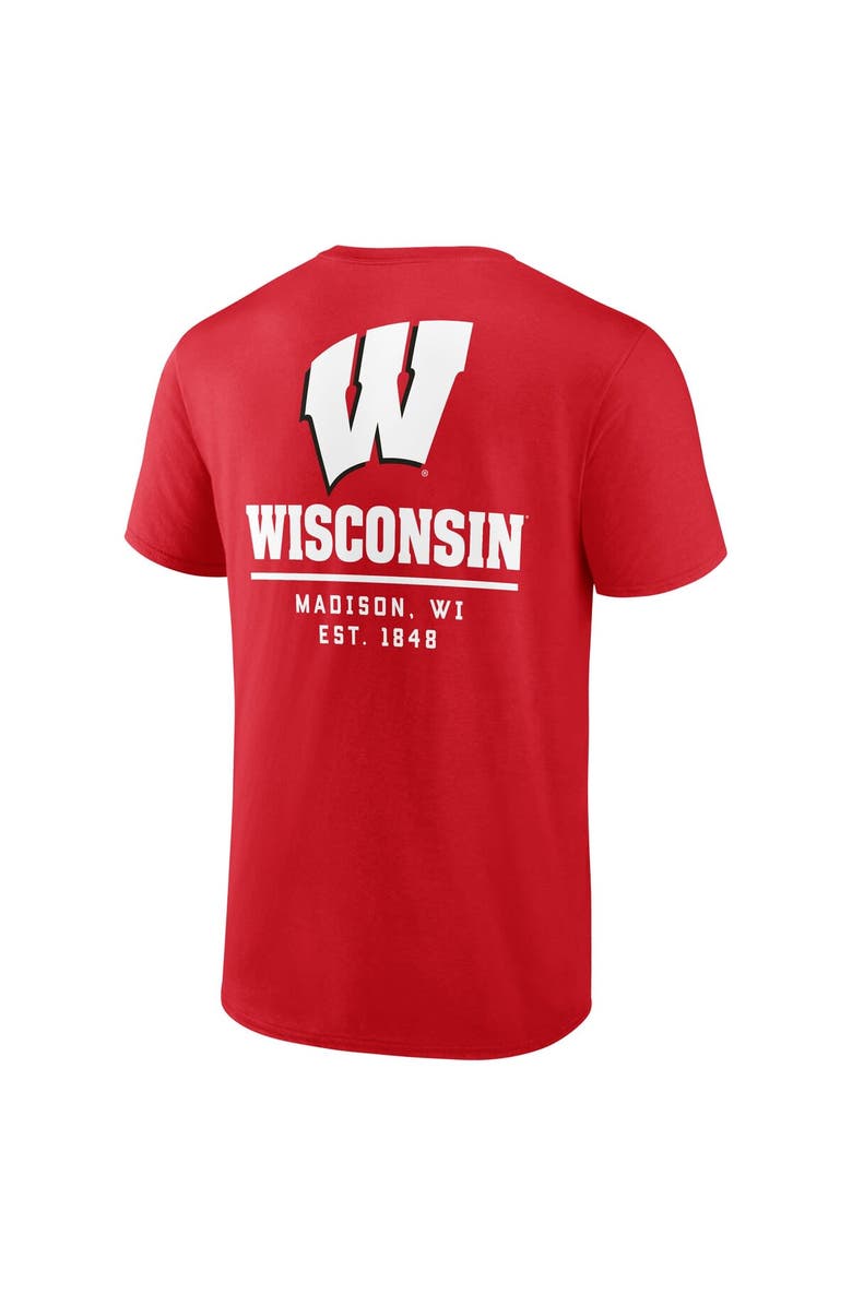 FANATICS Men's Fanatics Branded Red Wisconsin Badgers Game Day 2-Hit T-Shirt, Alternate, color,