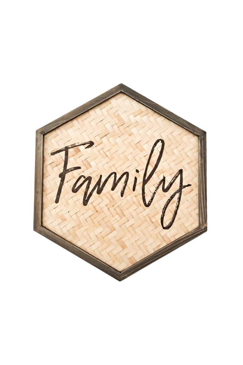 Family Hexagon Wall Decor, Main, color, Brown