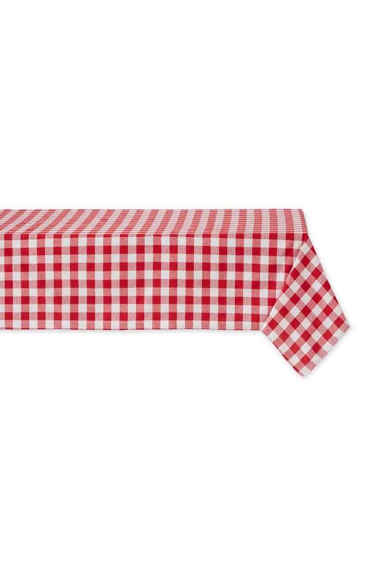 Cotton Check Tablecloth, Main, color, Tango Red
