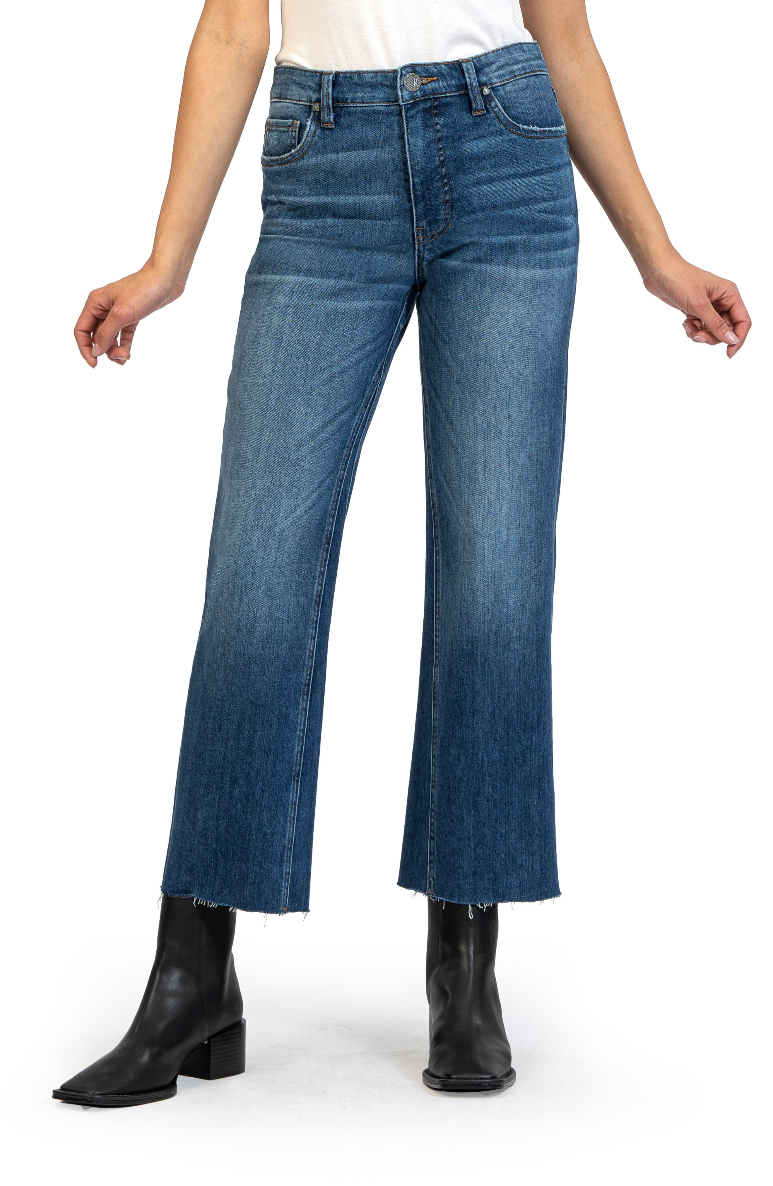 KUT from the Kloth Kelsey Fab Ab High Waist Raw Hem Ankle Flare Jeans |  Nordstrom
