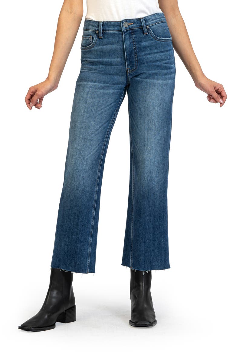 Kelsey Fab Ab High Waist Raw Hem Ankle Flare Jeans, Main, color, ROYAL