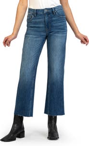 KUT from the Kloth Kelsey Fab Ab High Waist Raw Hem Ankle Flare Jeans