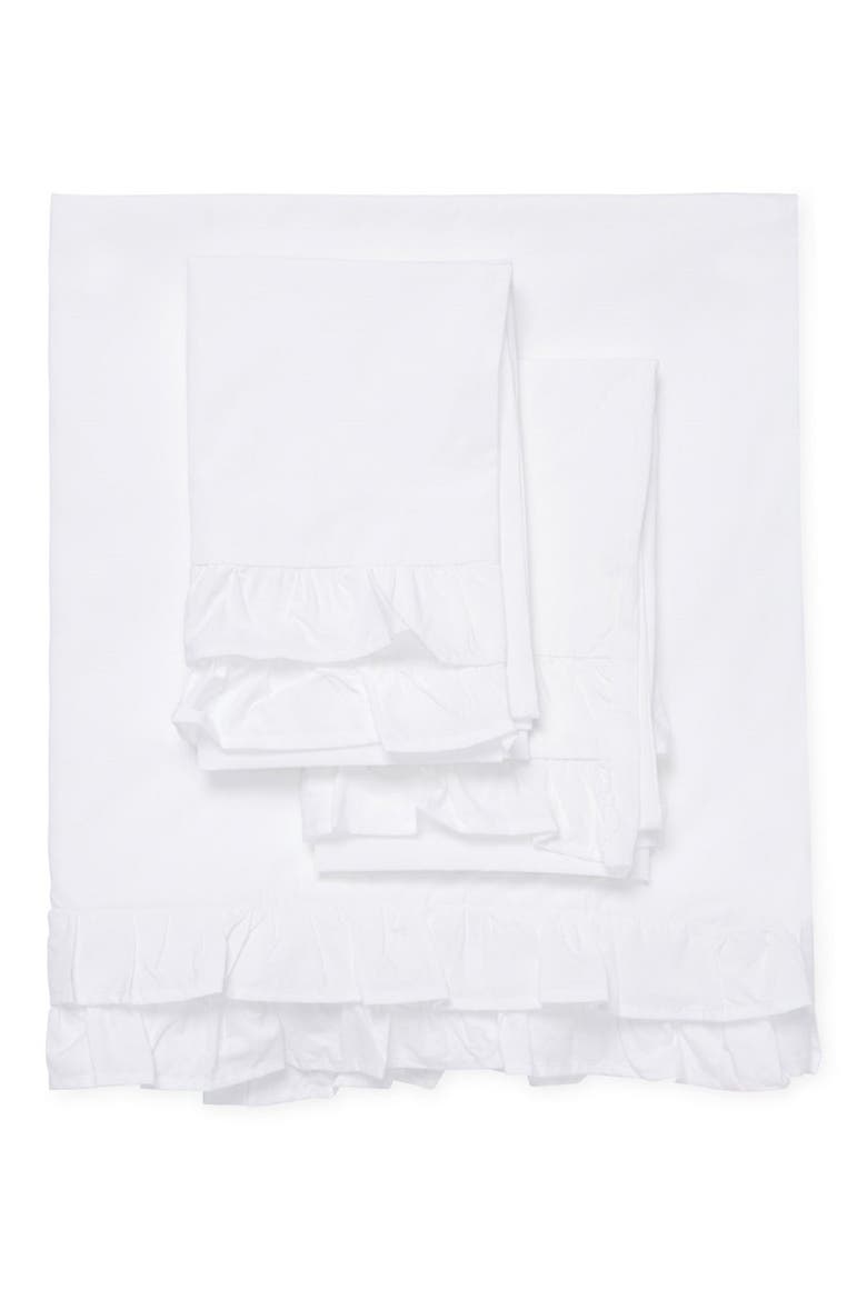 Percale Cotton Double Ruffle Sheet 2-Piece Set, Main, color, WHITE