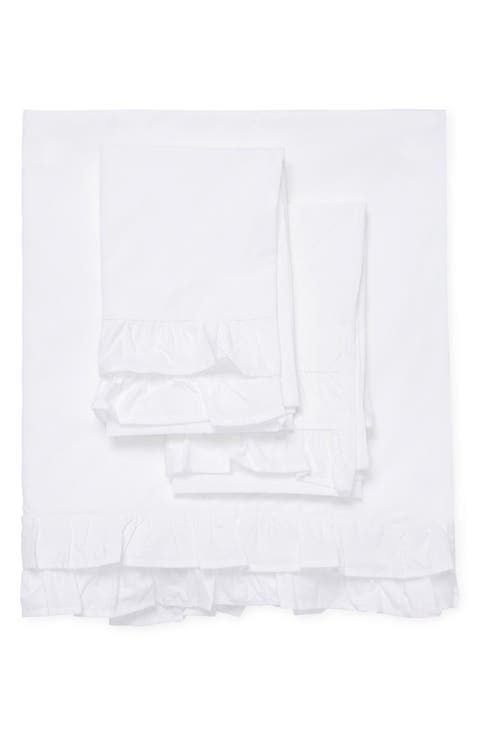Percale Cotton Double Ruffle Sheet 2-Piece Set