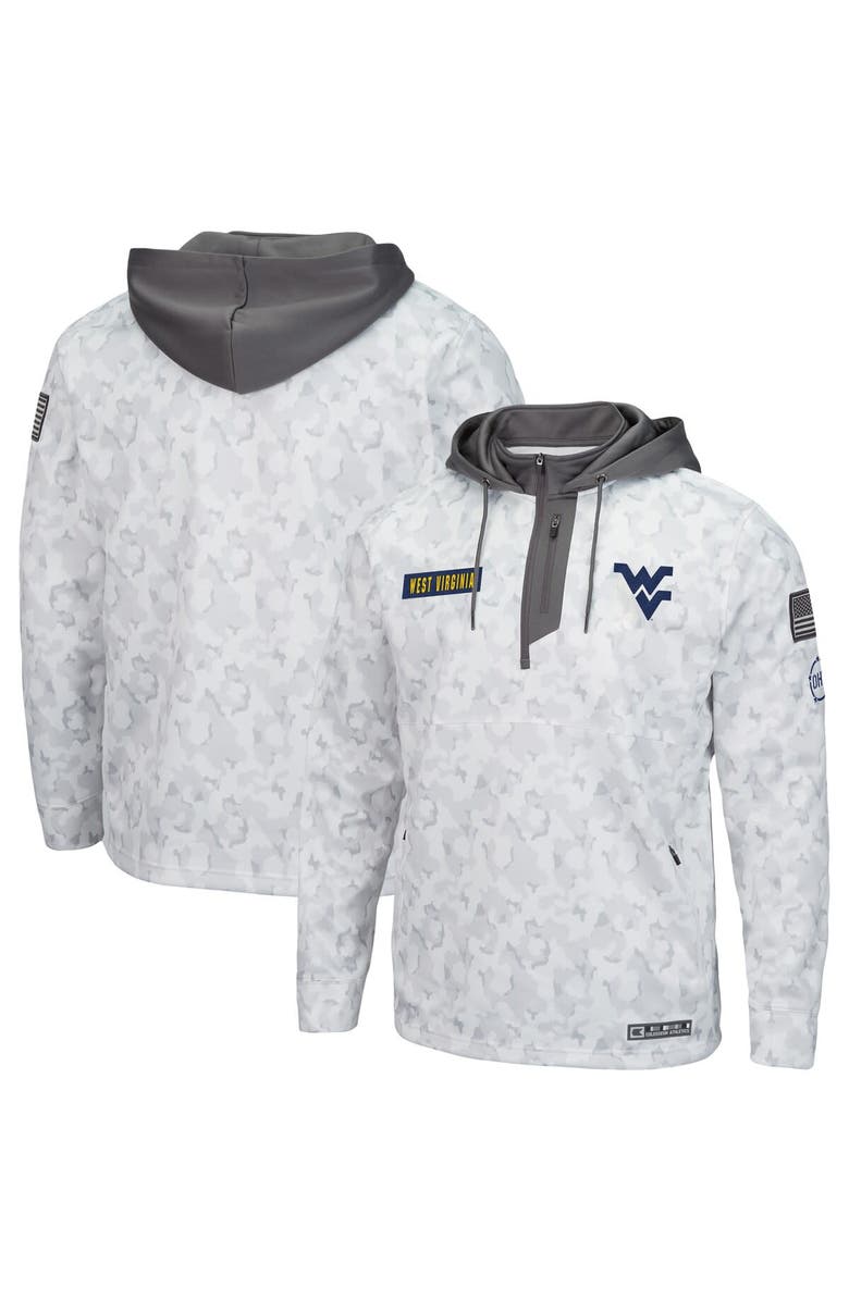 COLOSSEUM Men's Colosseum Arctic Camo West Virginia Mountaineers OHT Military Appreciation Quarter-Zip Hoodie, Main, color, Arctic Camo