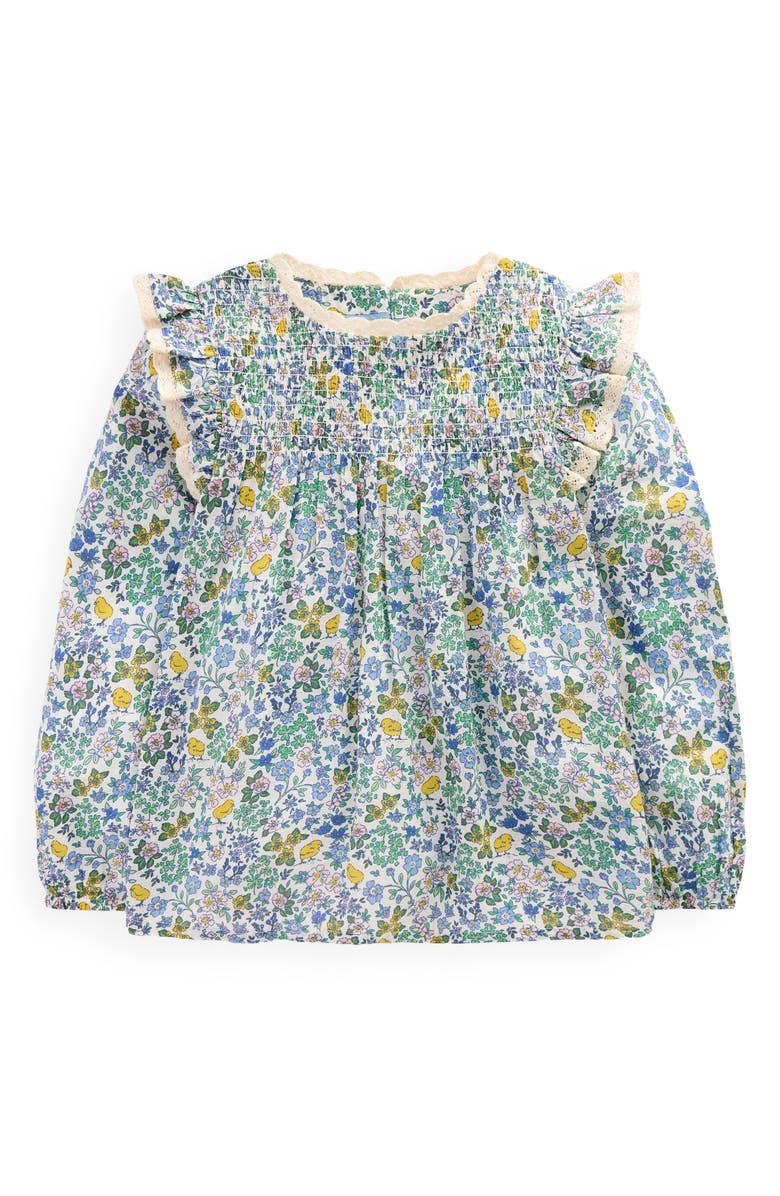 Mini Boden Kids' Floral Smocked Cotton Jersey Top, Main, color,