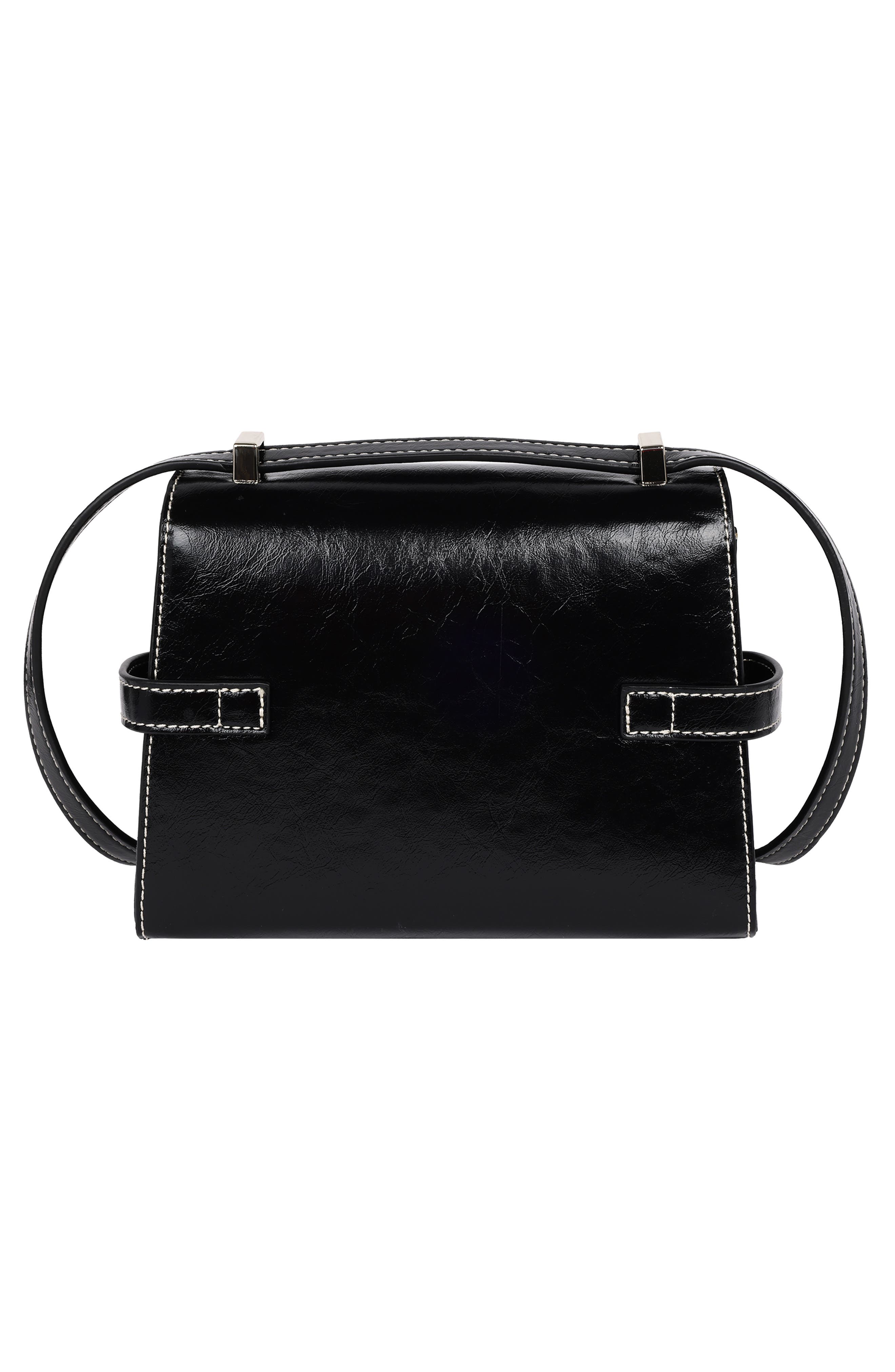 True Religion Buckle Tab Flap Crossbody Bag, Alternate, color, Black