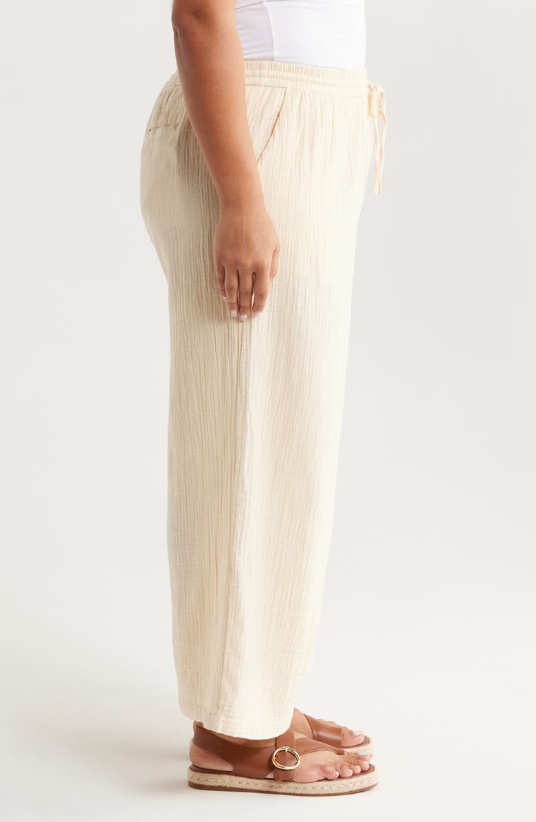 Caslon<sup>®</sup> Wide Leg Crop Cotton Gauze Pants, Alternate, color, Beige Burnt