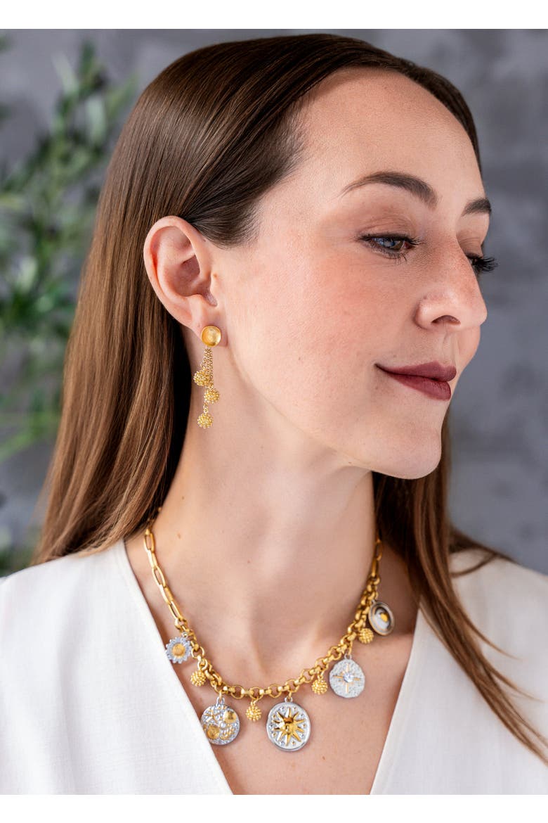 Mixed Metal Charm Necklace, Alternate, color, Gold