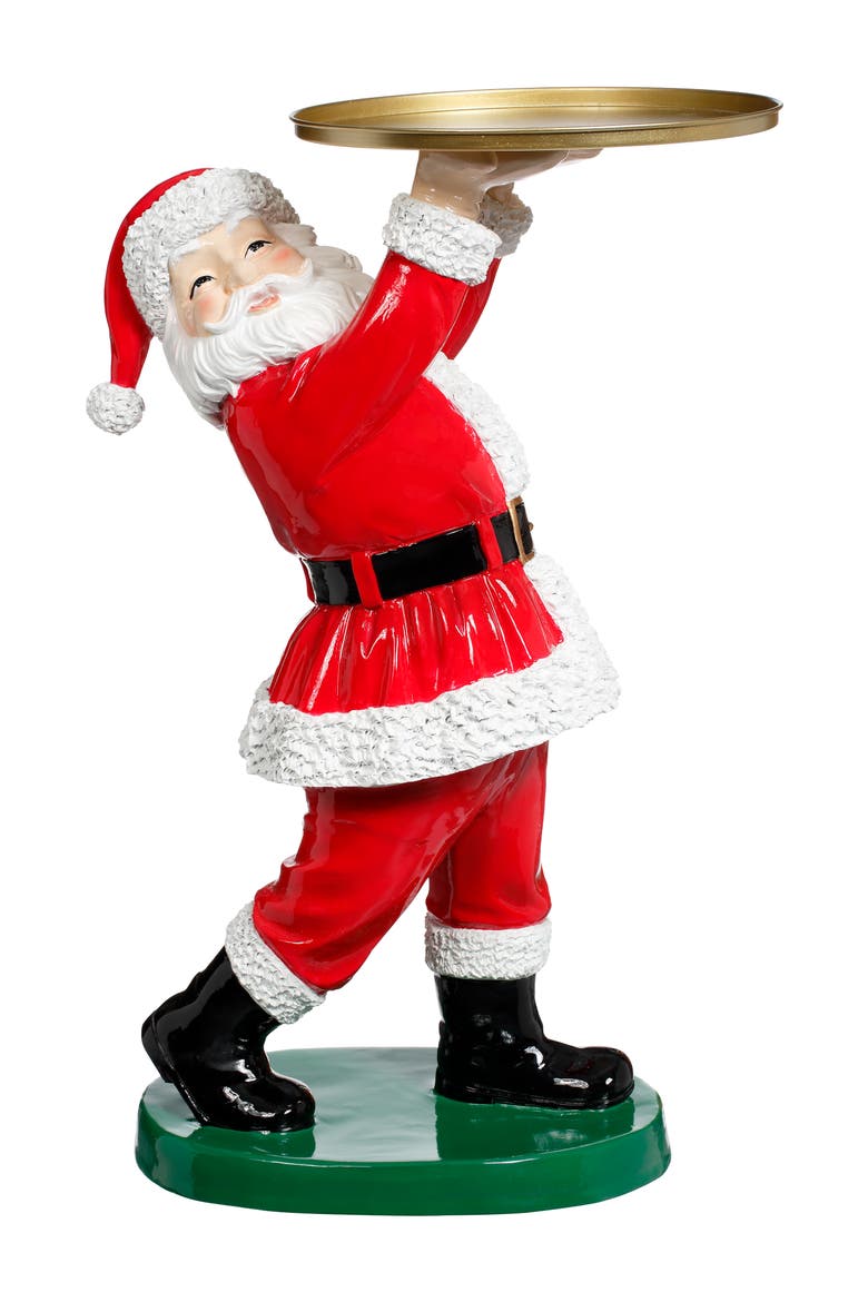 Joyful Santa Claus with Tray, Main, color, Red