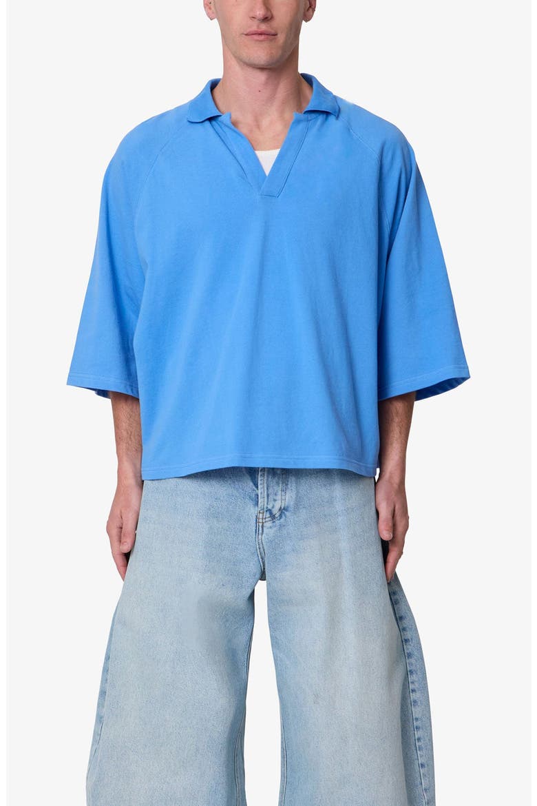 Wide Short Sleeve Polo Shirt, Main, color, LIGHT BLUE