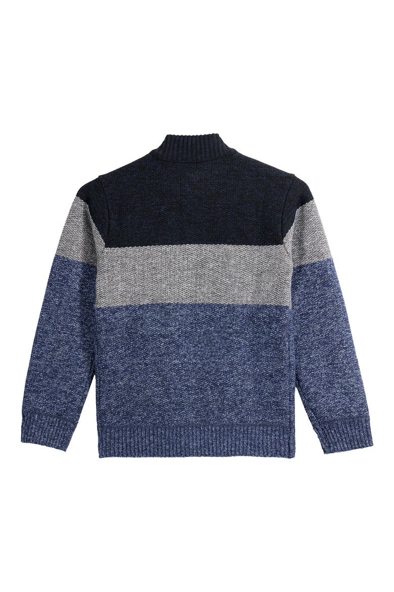 Kids' Colorblock Full Zip Sweater, Alternate, color, NAVY/DARK BLUE MARBLE