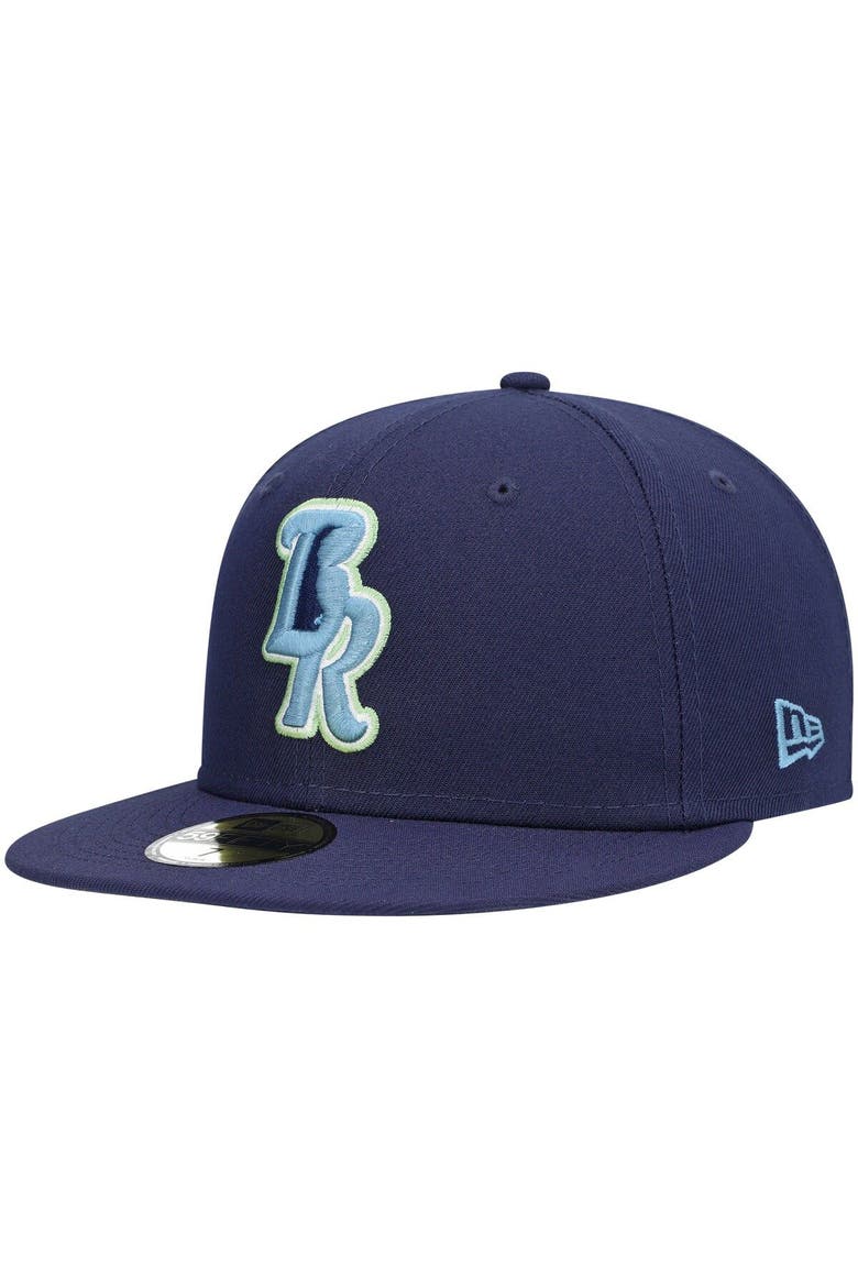Men's New Era Navy Wilmington Blue Rocks Authentic Collection Team Alternate 59FIFTY Fitted Hat, Main, color, Navy