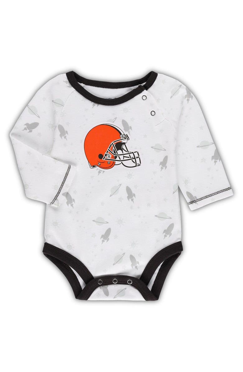 Outerstuff Newborn & Infant White/Brown Cleveland Browns Dream Team Bodysuit Pants & Hat Set, Alternate, color,