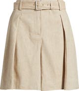 Halogen® Belted Pleated Longer Length Shorts