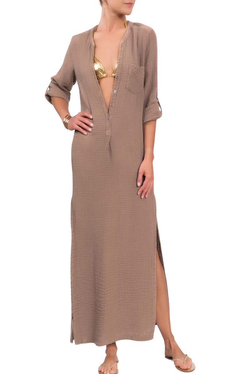 Everyday Ritual Tracey Cotton Caftan, Main, color, Mushroom