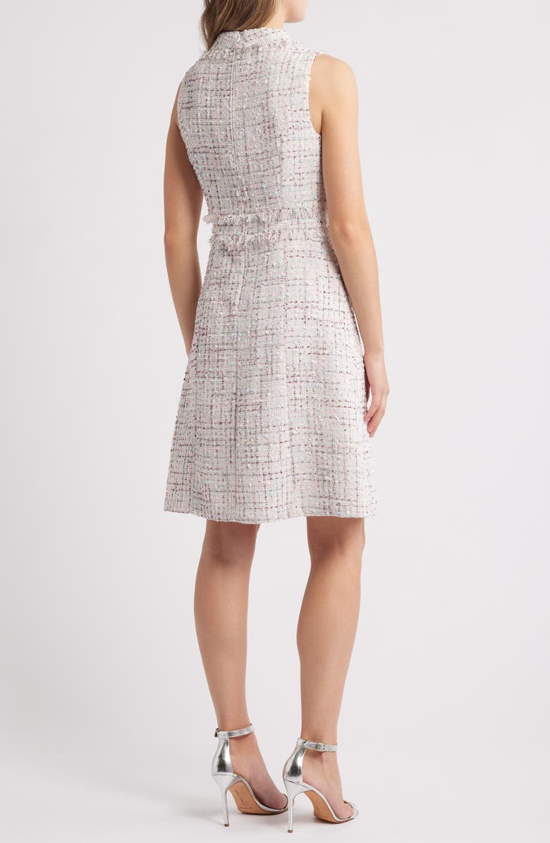 Eliza J Roll Neck Sleeveless Tweed Dress, Alternate, color, Mint
