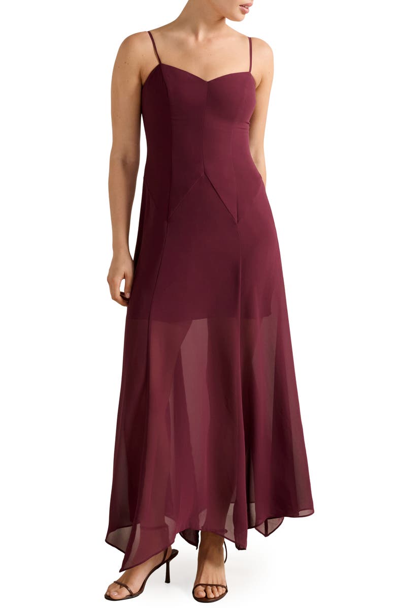 Ever New Honey Sheer Maxi Dress with Cape, Alternate, color, Imperial Port