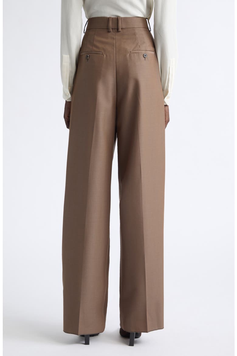 Pleated Wool & Mohair Wide Leg Pants, Alternate, color, MARRON GLACE