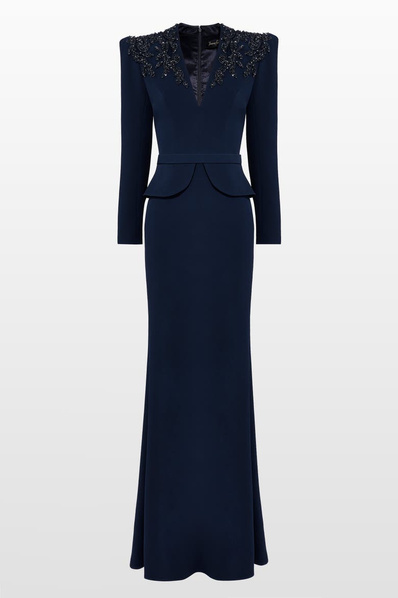 Night Flowering Sequin-Embellished V-neck Maxi Dress, Main, color, Blackthorne Blue
