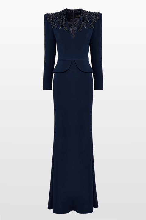 Night Flowering Sequin-Embellished V-neck Maxi Dress