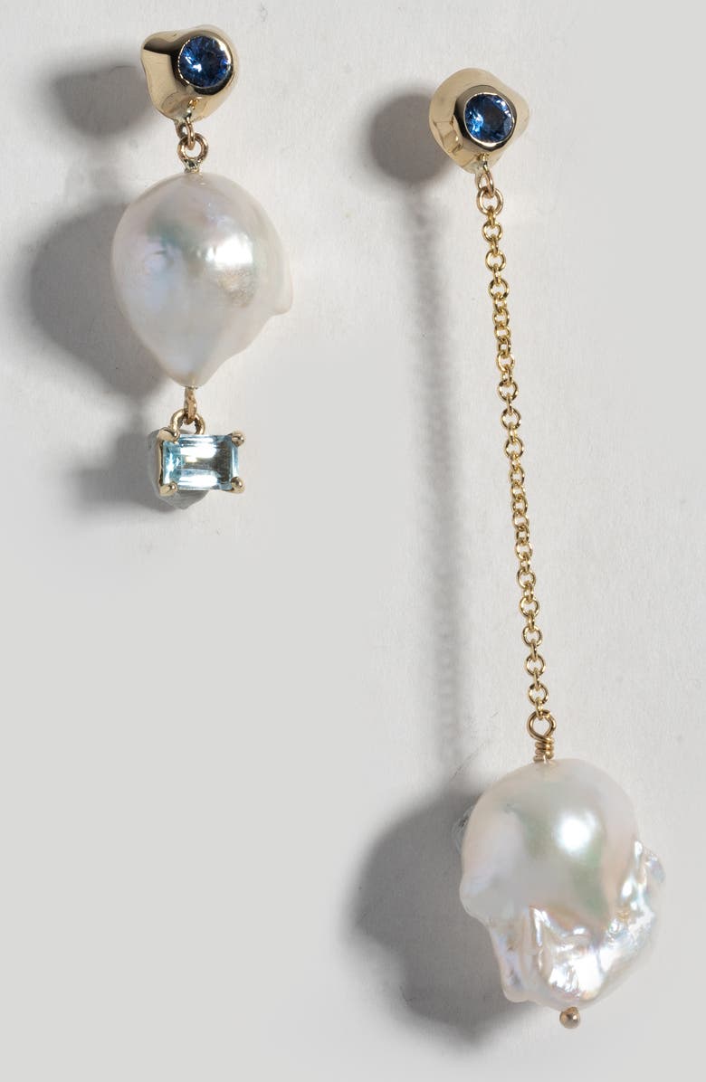 FARIS Freshwater Pearl Mismatched Drop Earrings, Alternate, color,