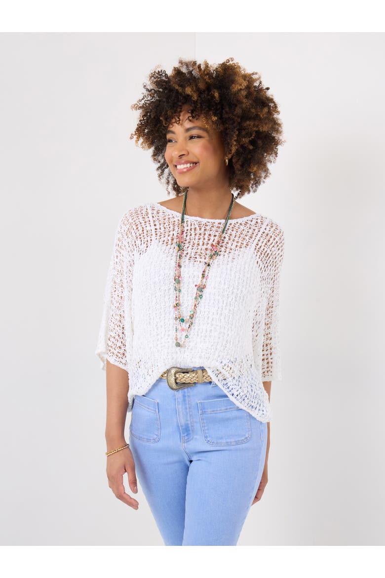 Popcorn Knit Pullover Sweater, Main, color, WHITE