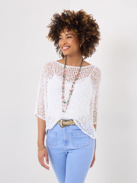 Popcorn Knit Pullover Sweater (Plus)