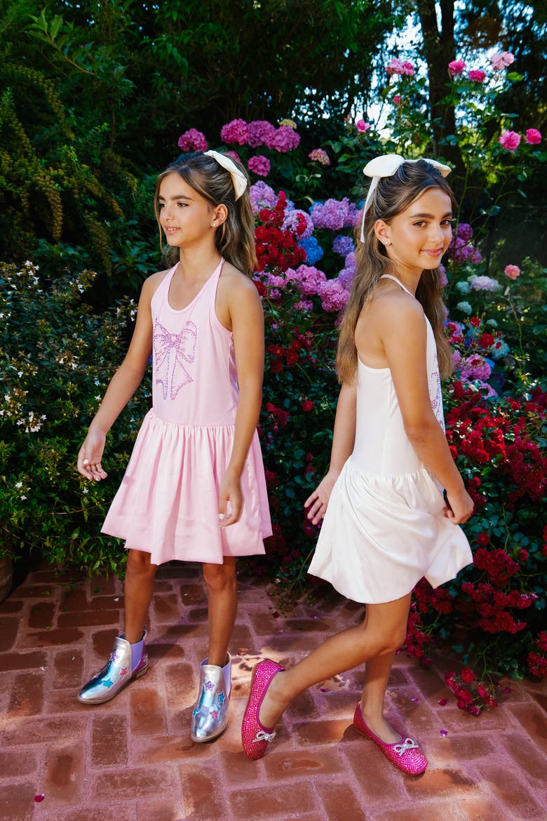 Crystal Bow Bubble Dress, Alternate, color, Pink