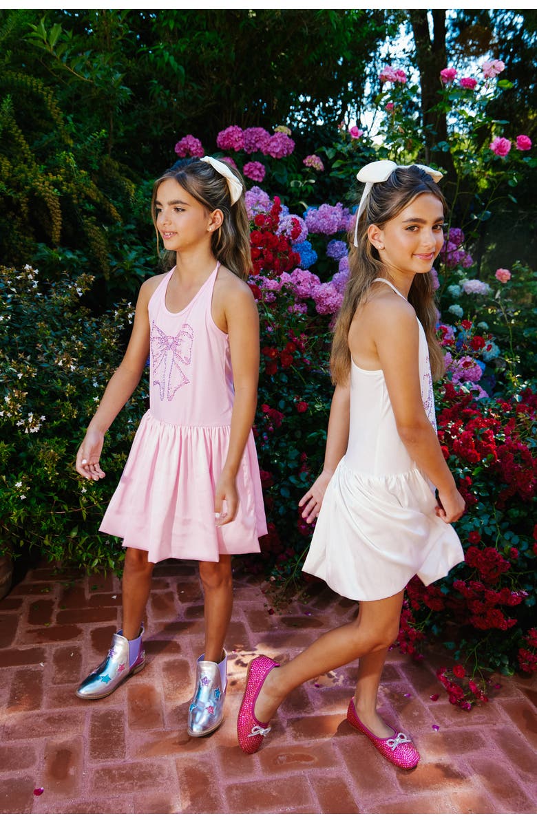 Lola + The Boys Crystal Bow Bubble Dress, Alternate, color, Pink