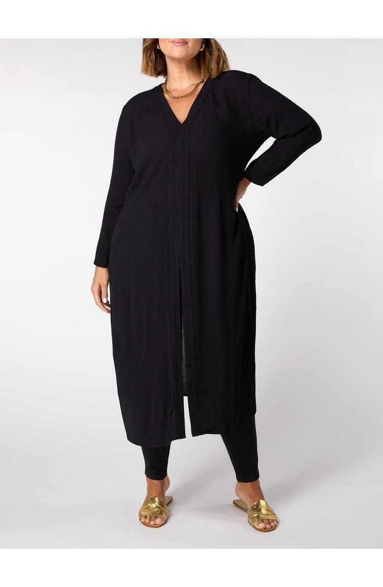 Live Unlimited Crinkle Split Front Longline Tunic, Alternate, color, Black