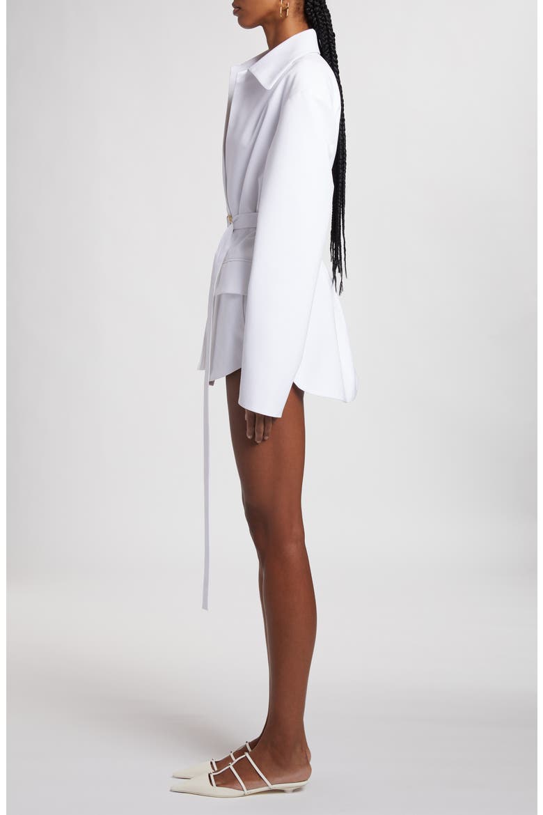 Belted Cotton Wrap Jacket, Alternate, color, BIANCO OTTICO