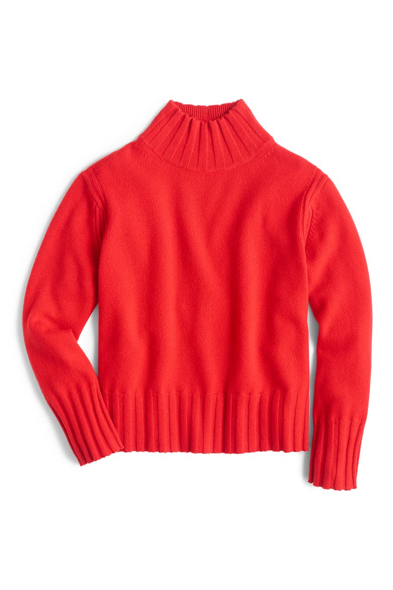 Relaxed Mock Neck Cashmere Sweater, Main, color, BRIGHT CERISE