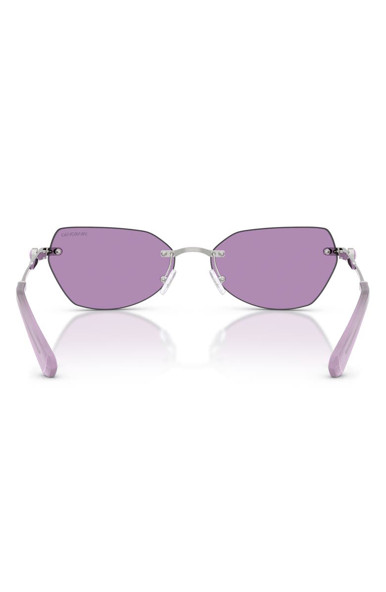 Swarovski 58mm Irregular Sunglasses, Alternate, color, Silver / Violet