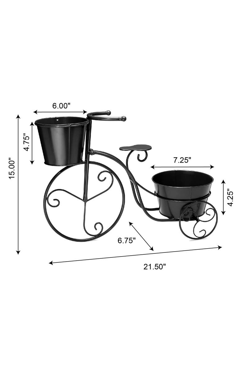 Glitzhome 21.5"L Metal Bicycle Planter Stands Flower Pot Cart, Alternate, color, Black