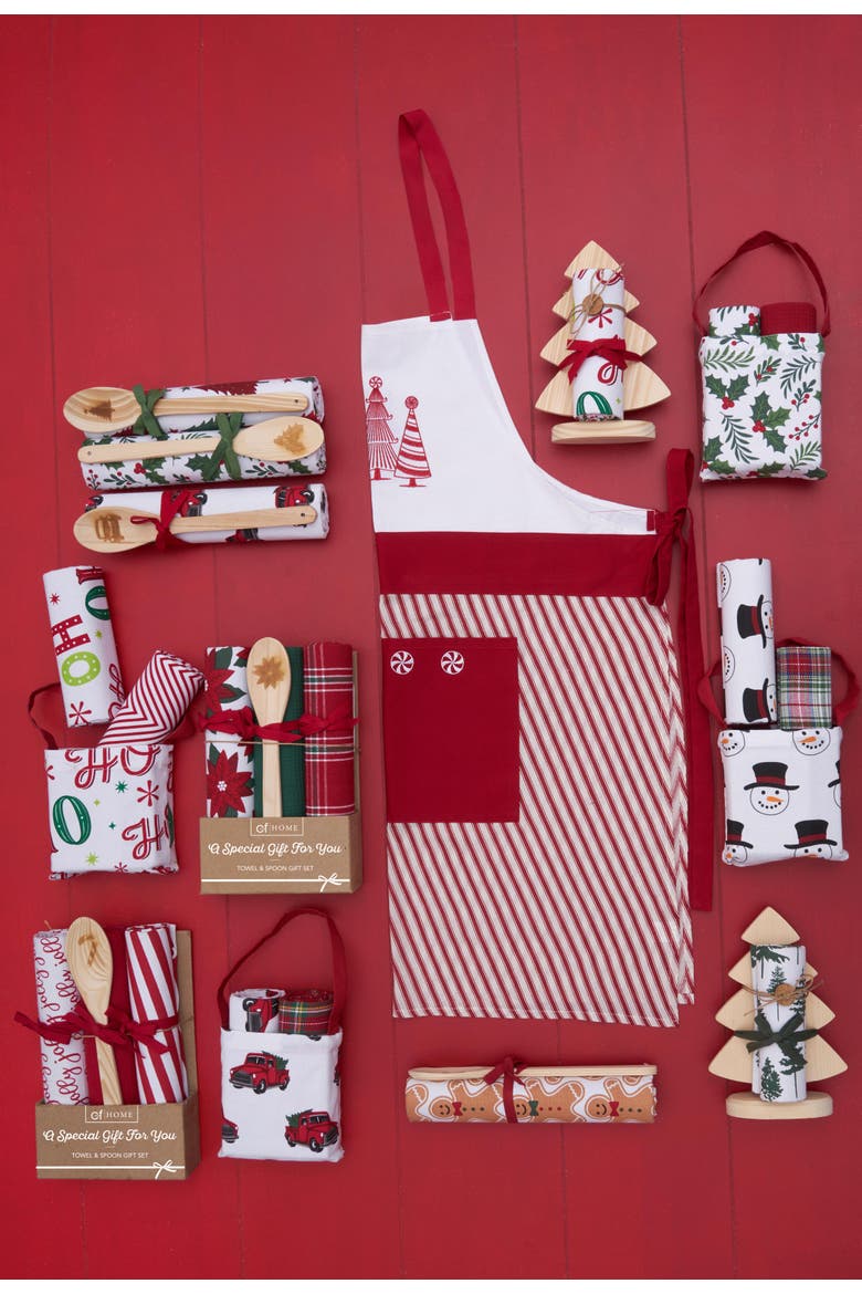 Ho Ho Ho Tree Dishtowel Set of 2, Alternate, color, White