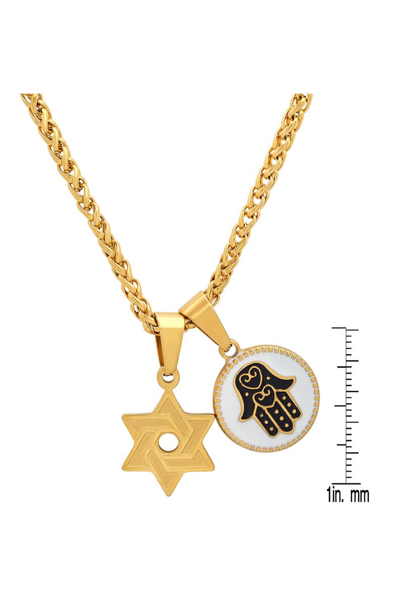 Men's Star of David & Hamsa Pendant Necklace, Alternate, color, GOLD