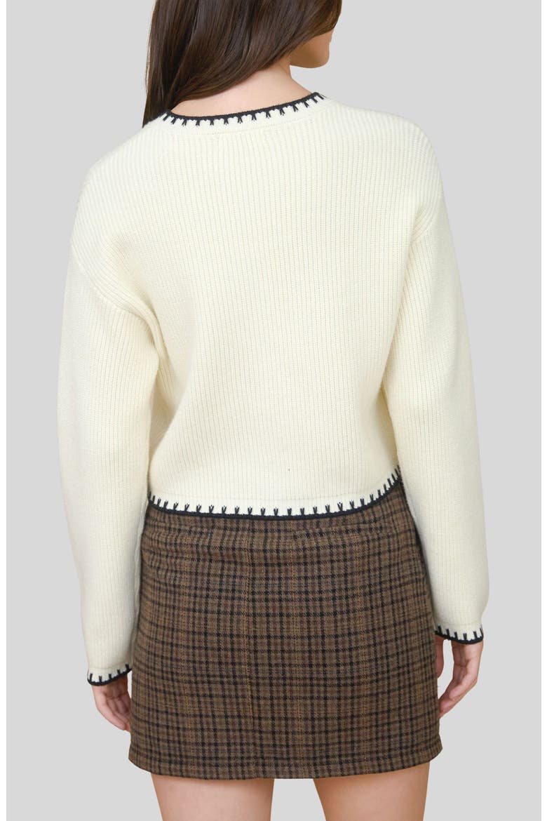 Contrast Stitch Button Front Cardigan, Alternate, color, CREAM