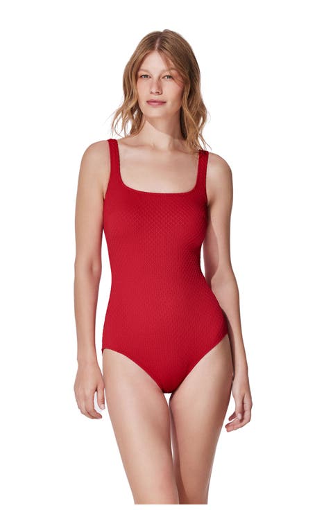 St. Tropez Square Neck Textured One Piece
