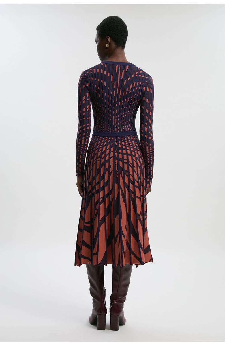 Karen Millen Zebra Jacquard Knit Midi Dress, Alternate, color, Brown