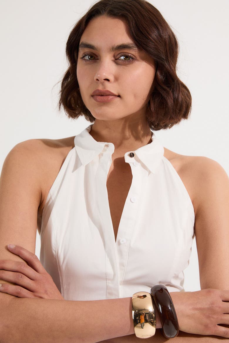 Midi Shirt Dress With Dropped Waist, Alternate, color, White