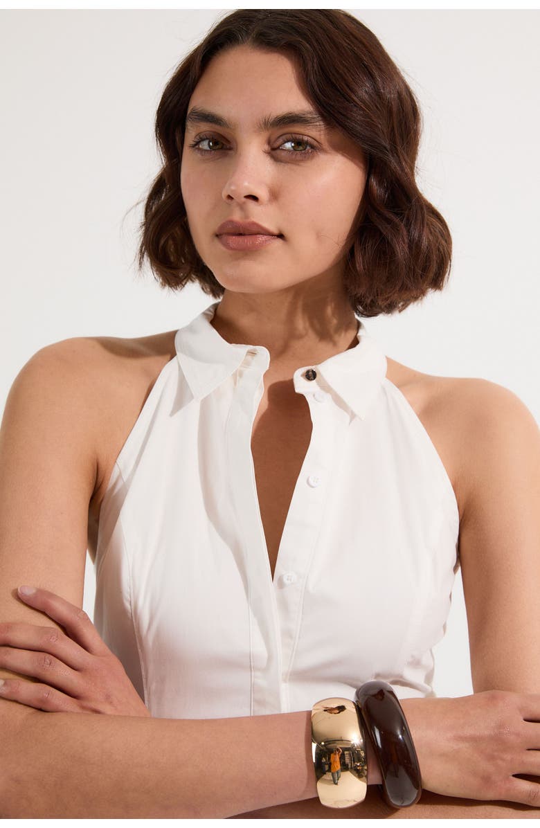 Karen Millen Midi Shirt Dress With Dropped Waist, Alternate, color, White