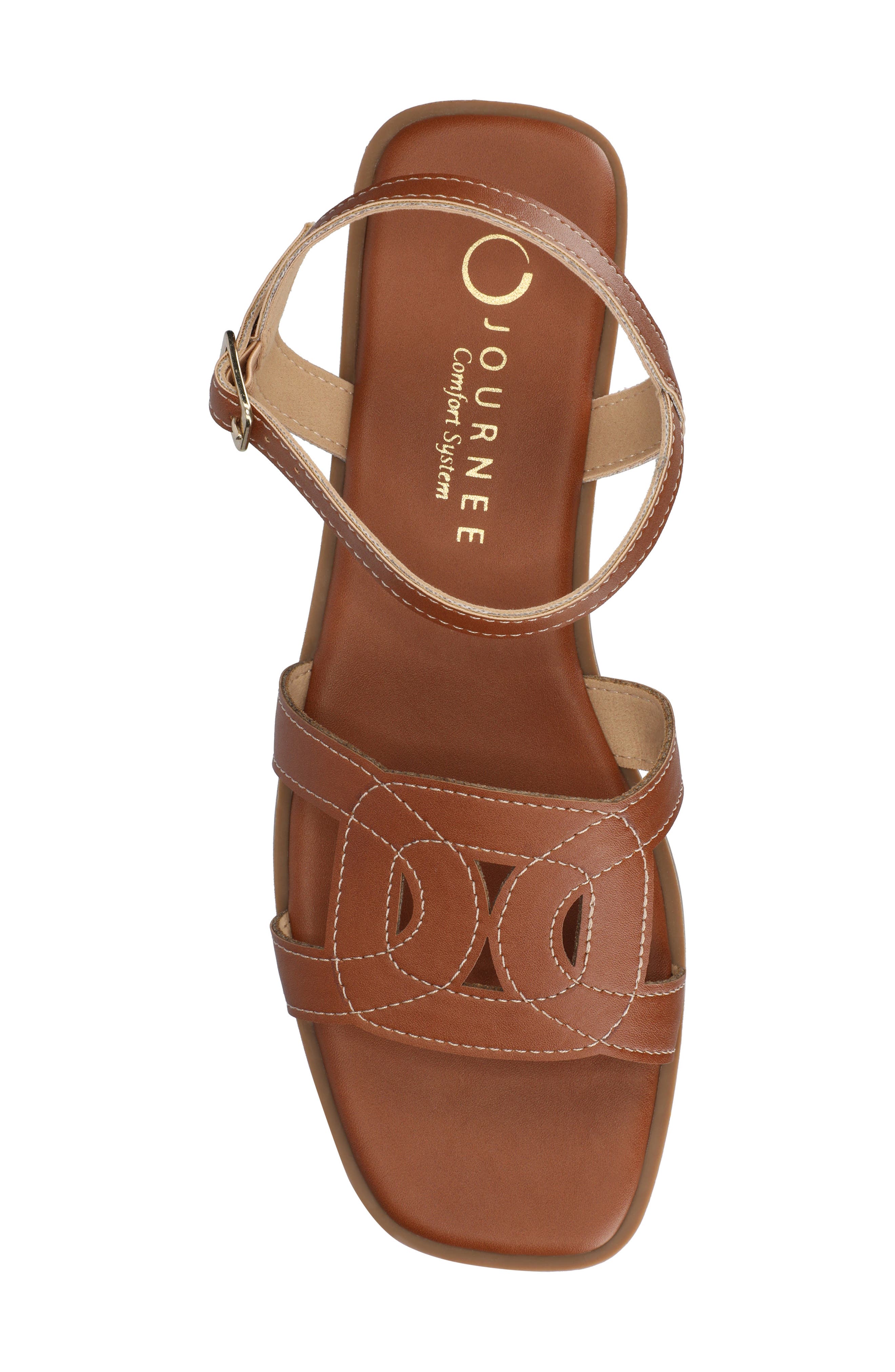Journee Collection Bridey Sandal, Alternate, color, Cognac