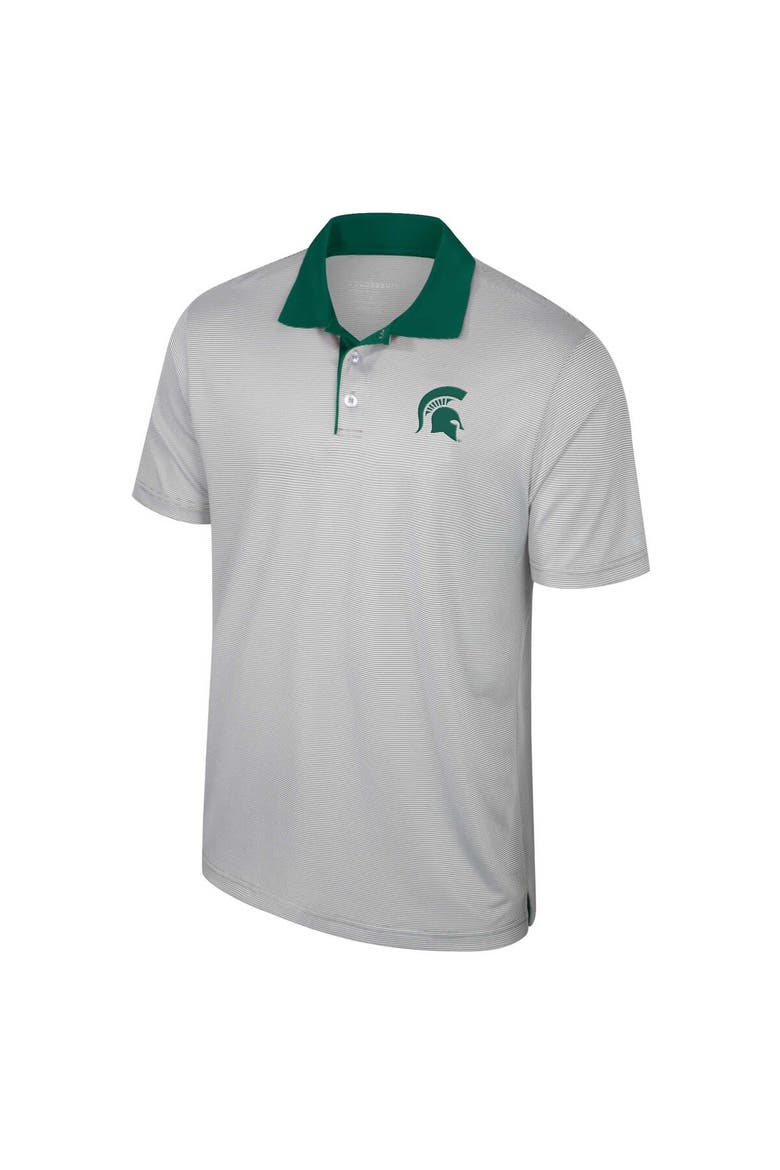 Men's Colosseum Gray Michigan State Spartans Big & Tall Tuck Striped Polo, Alternate, color, Gray